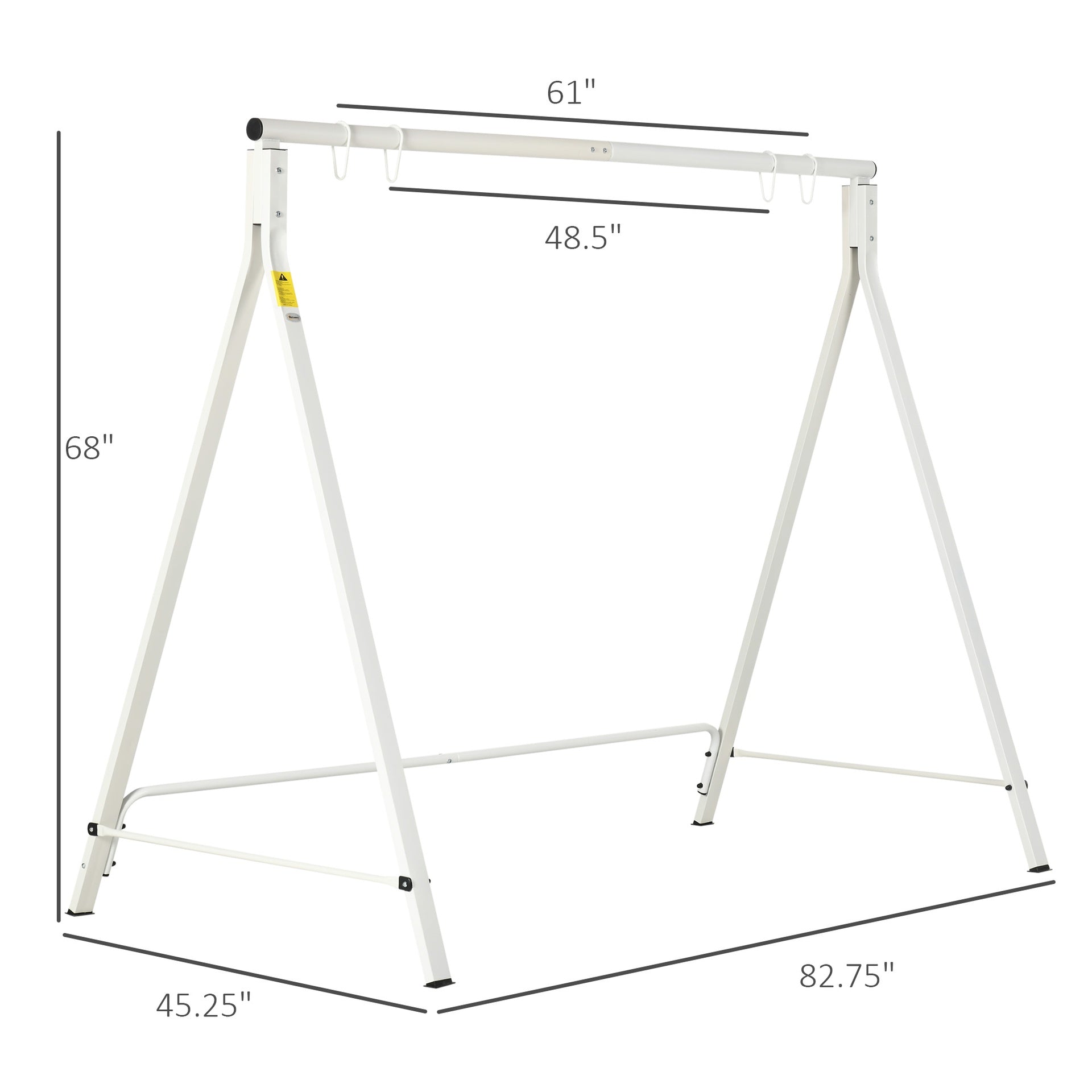 Outsunny Metal Porch Swing Stand, Heavy Duty Swing Frame, Hanging Chair Stand Only, 528 LBS Weight Capacity, for Backyard, Patio, Lawn, Playground, White
