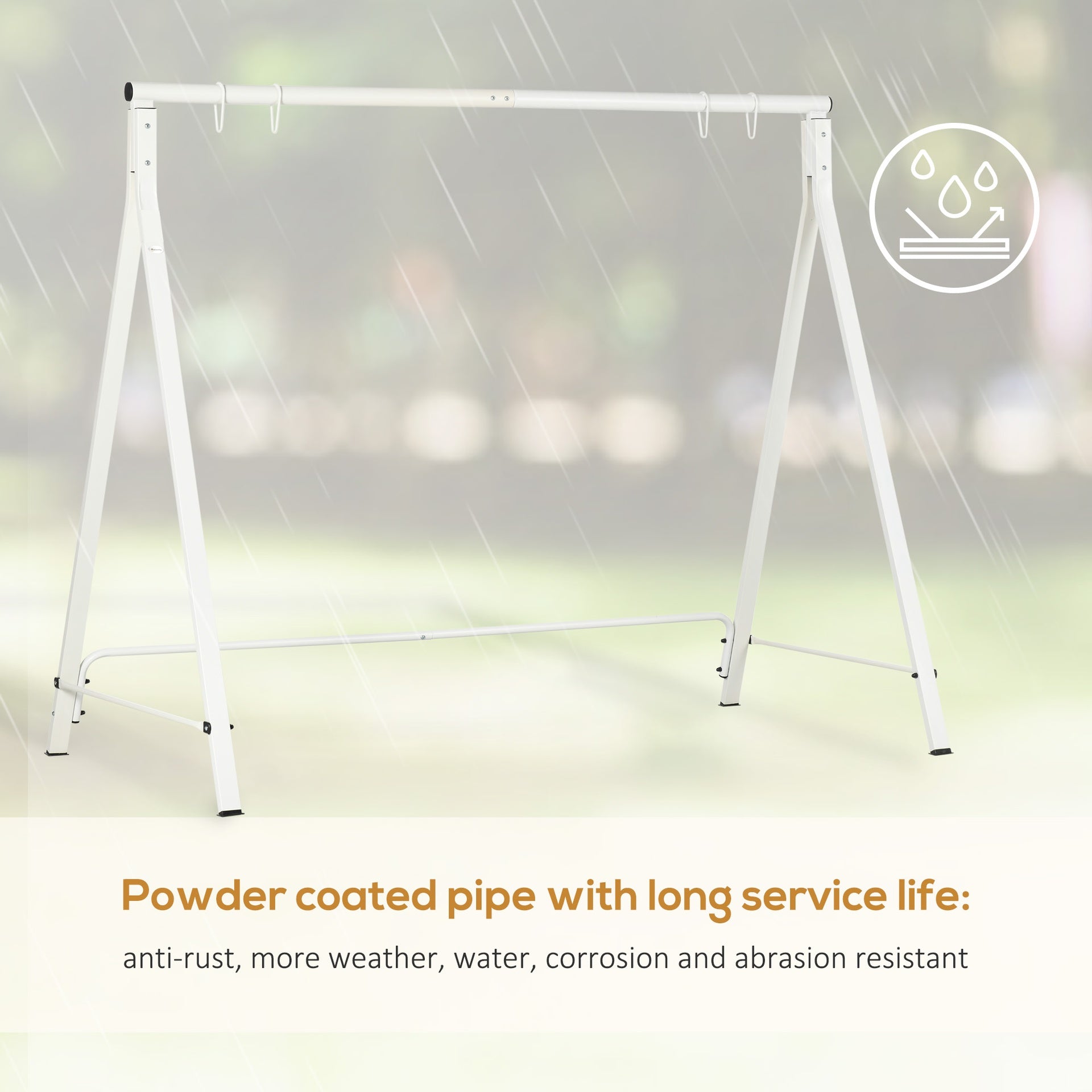 Outsunny Metal Porch Swing Stand, Heavy Duty Swing Frame, Hanging Chair Stand Only, 528 LBS Weight Capacity, for Backyard, Patio, Lawn, Playground, White