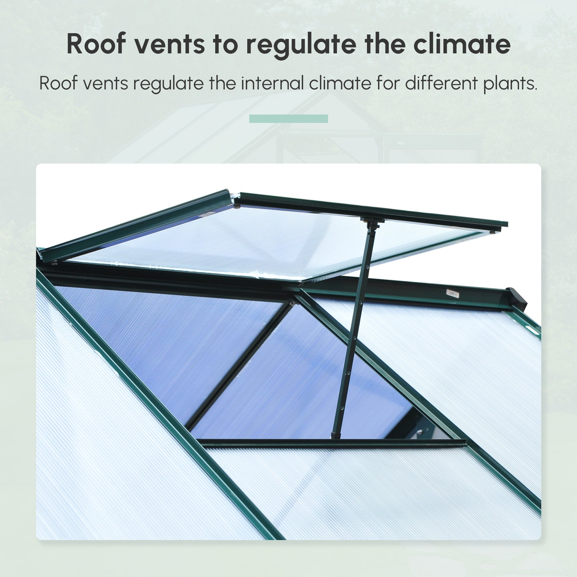 Outsunny 6' x 6' Greenhouse for Outdoors, Polycarbonate Greenhouse with Rain Gutter and Roof Vent, Aluminum Walk-in Green Houses for Outside for Patio Backyard Garden, Dark Green