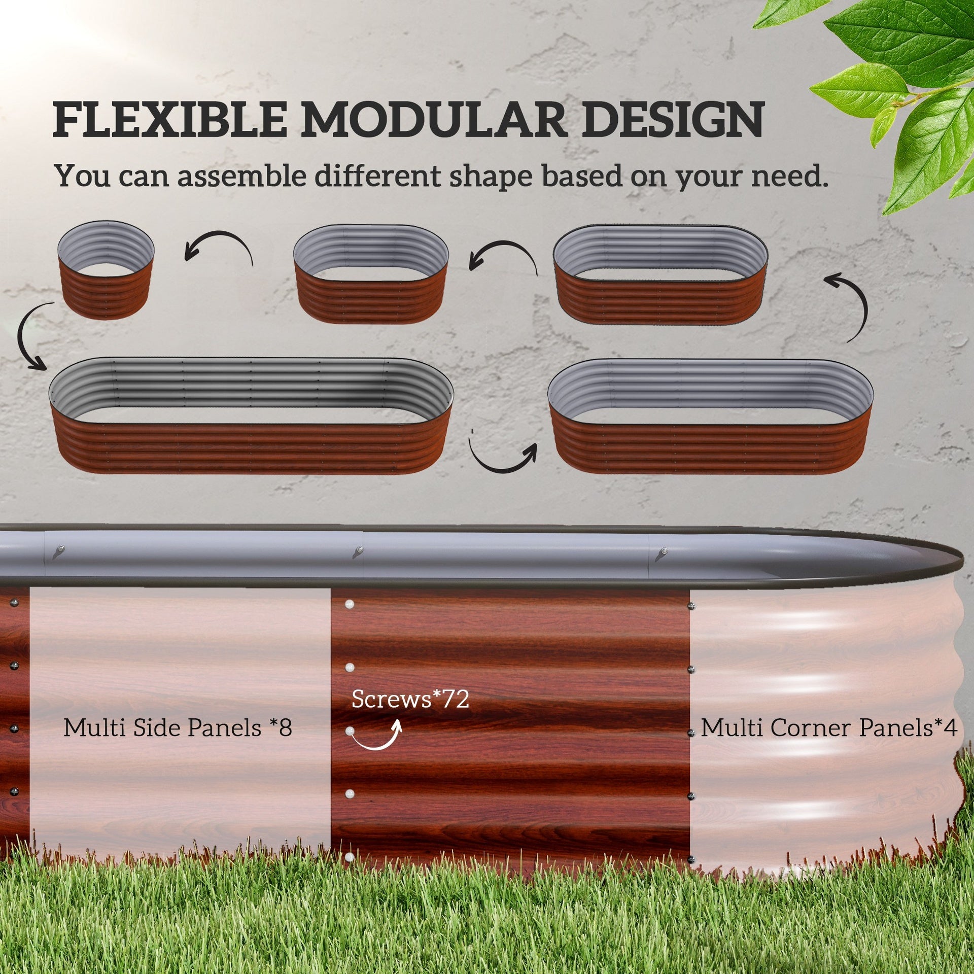 Outsunny 7.9' x 2' x 1.4' Galvanized Raised Garden Bed Kit, Metal Planter Box with Safety Edging, Brown