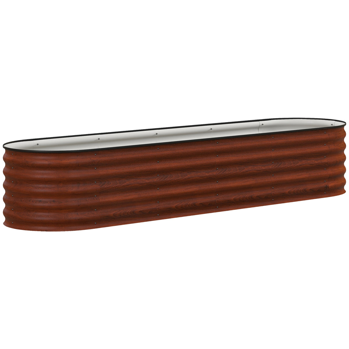 Outsunny 7.9' x 2' x 1.4' Galvanized Raised Garden Bed Kit, Metal Planter Box with Safety Edging, Brown