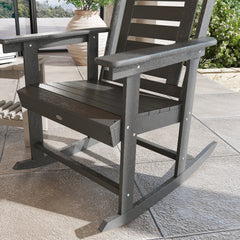 Outsunny 2 Pieces Outdoor Rocking Chairs, HDPE Patio Rockers with 28" High Back, Wide Armrests for Porch Backyard, Dark Gray