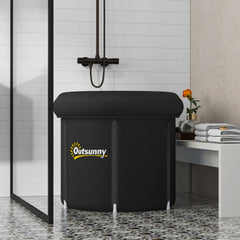Outsunny Cold Plunge Tub, Portable Ice Bath Cold Water Therapy Tub with Thermo Lid, for Athletes Recovery, Black