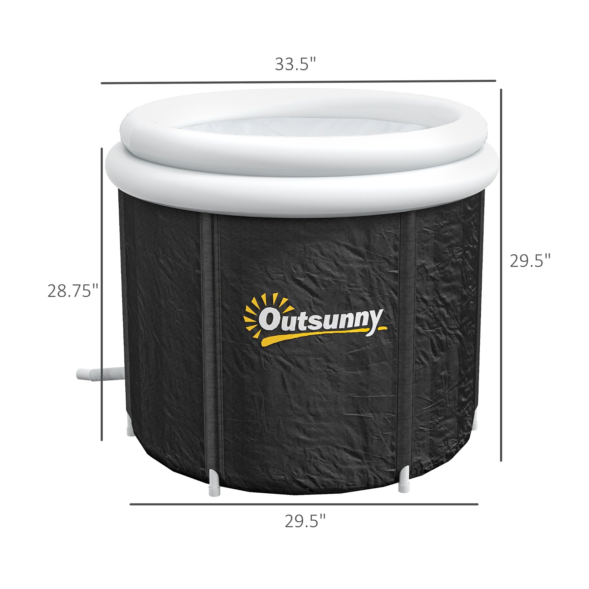 Outsunny Cold Plunge Tub, Portable Ice Bath Cold Water Therapy Tub with Thermo Lid, for Athletes Recovery, Black