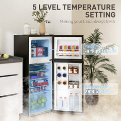 HOMCOM Small Fridge with Freezer, 4 Cu Ft Refrigerator with Reversible Doors, Silver