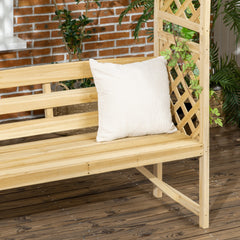 Outsunny Patio Garden Bench, Wooden Bench, Outdoor Bench for Vines/Climbing Plants, Natural