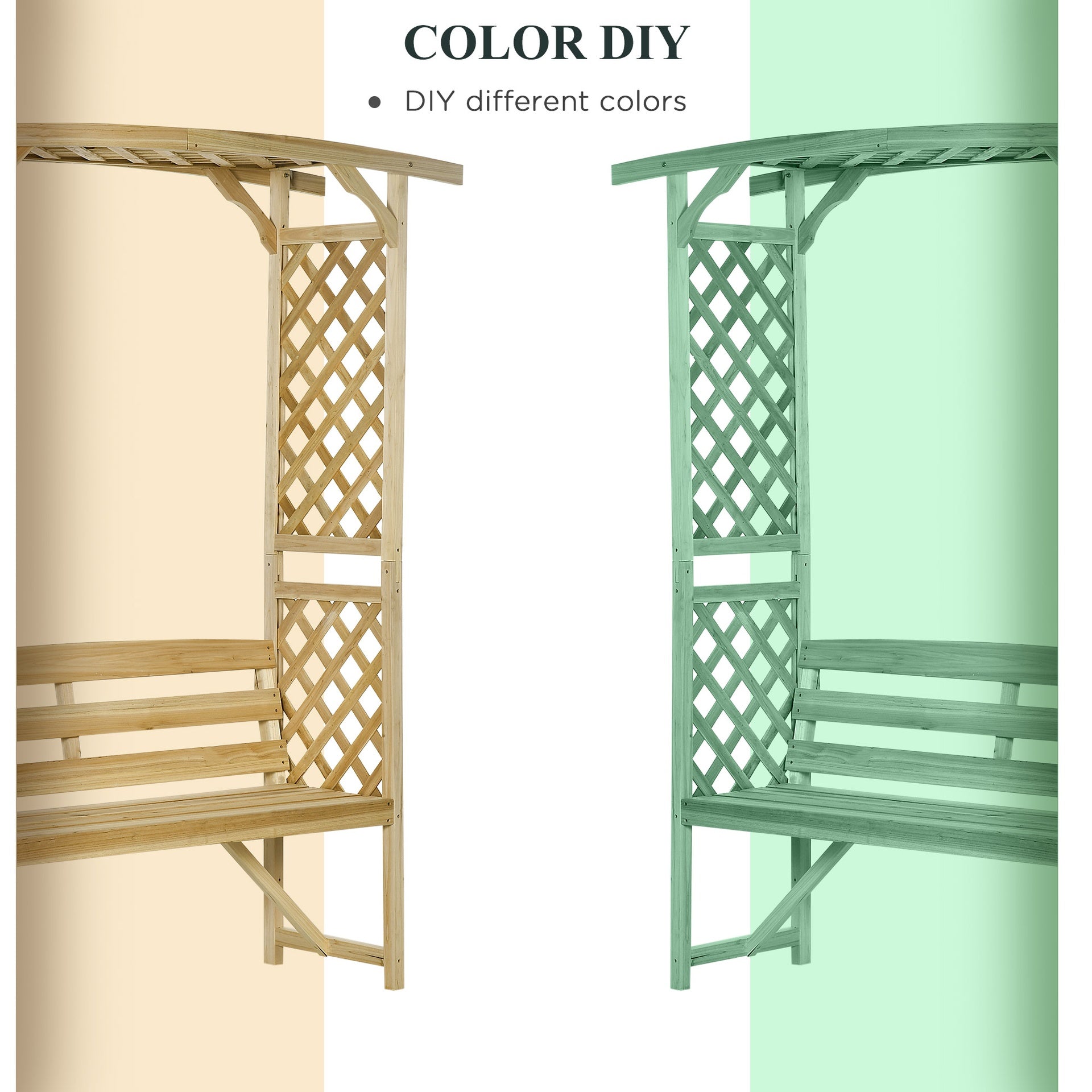 Outsunny Patio Garden Bench, Wooden Bench, Outdoor Bench for Vines/Climbing Plants, Natural