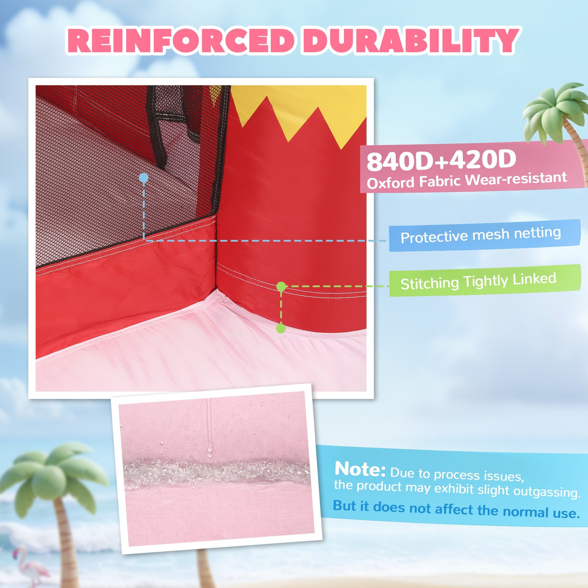 Qaba Inflatable Bounce House with Ball Pool, Basketball Hoop, Jumping Bouncy Castle with Blower for Indoor Outdoor, Pink