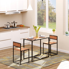 HOMCOM 3-Piece Industrial Dining Table Set for 2, Kitchen Table and Chairs, Dining Room Sets for Small Spaces, Rustic Brown
