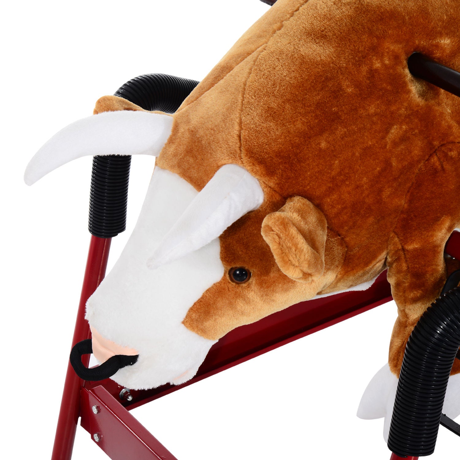 Qaba Kids Spring Rocking Horse Rodeo Bull Style with Realistic Sounds for Children over 3 Years Old