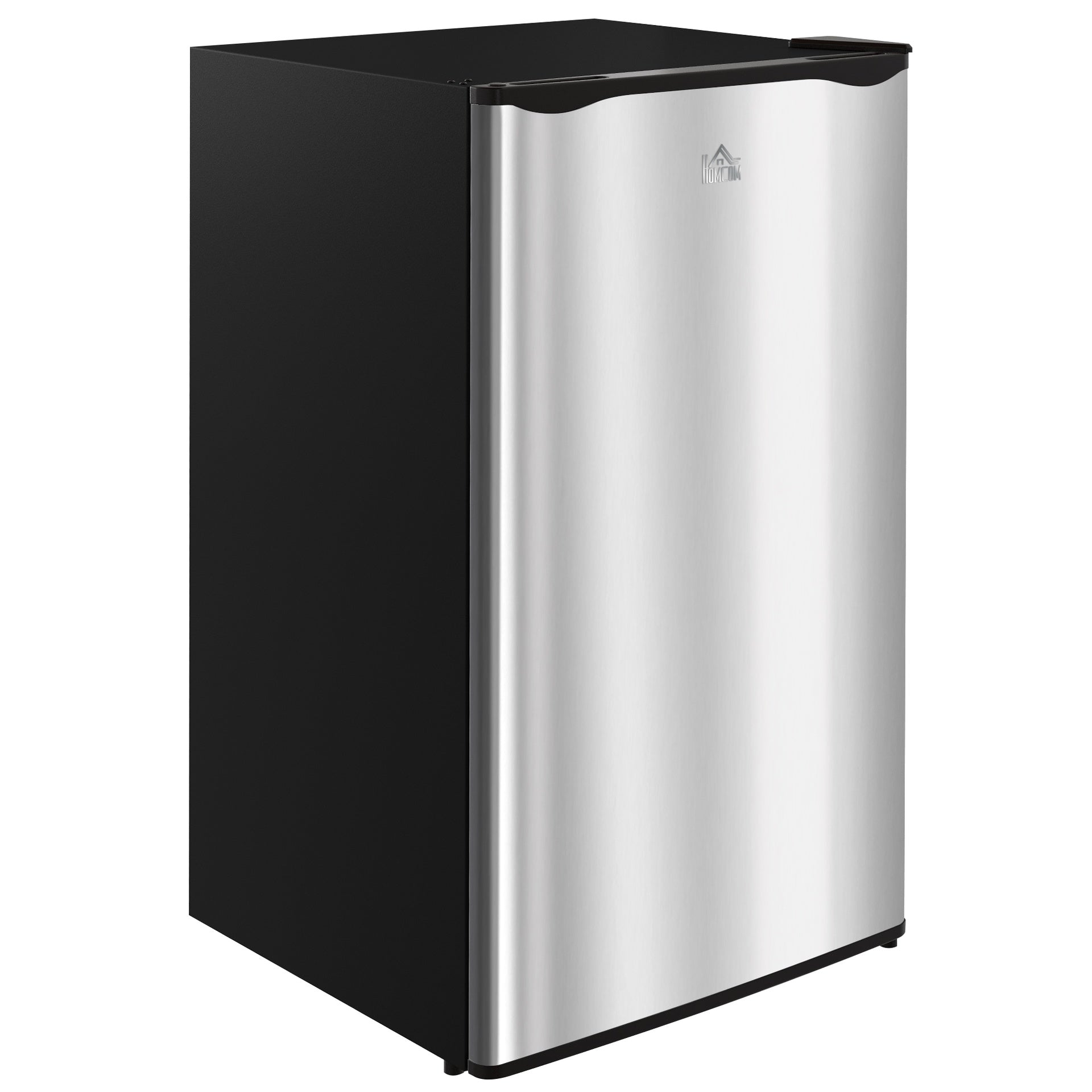 HOMCOM 3.2 Cu.Ft Mini Fridge with Freezer, Compact Refrigerator with Adjustable Thermostat, Shelf and Single Reversible Door for Bedroom, Dorm, Home Office, Energy Efficient, Silver