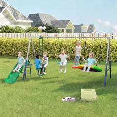 Qaba 5-in-1 Kids Swing Set with Slide, Swings and Glider for Backyard, 770lbs Capacity, for Ages 3-8, Mixed Color