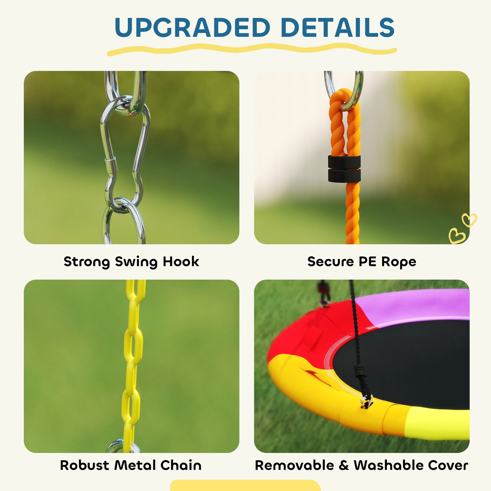 Qaba 5-in-1 Kids Swing Set with Slide, Swings and Glider for Backyard, 770lbs Capacity, for Ages 3-8, Mixed Color
