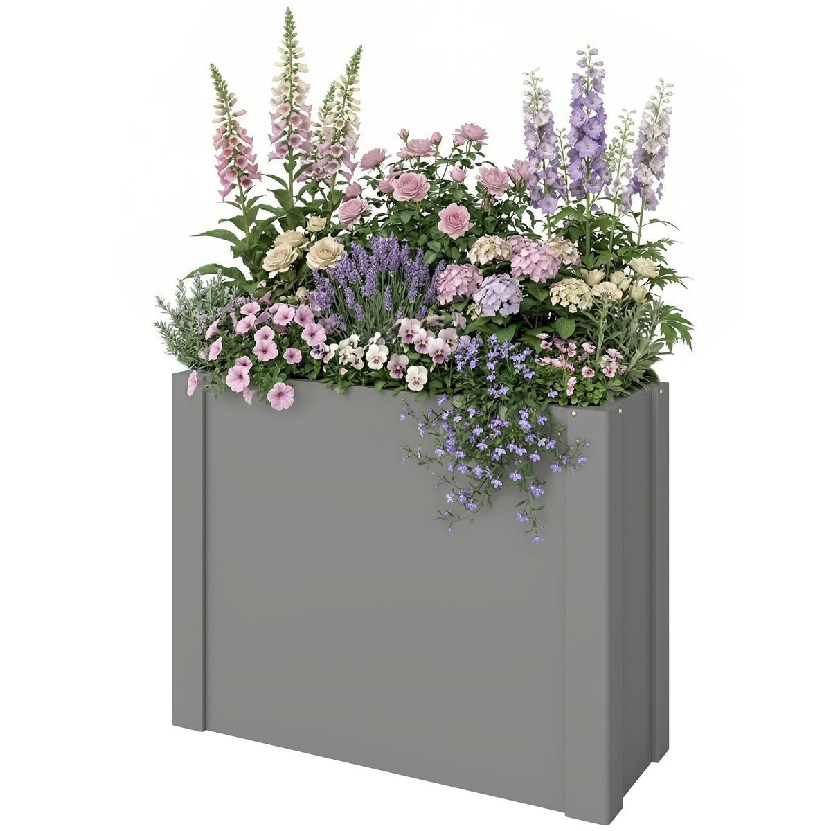 Outsunny Raised Garden Bed Galvanized Planter Box Outdoor with Gloves for Gardening Vegetables, Flower, Herb, 2.6 x 1 x 2 ft, Gray