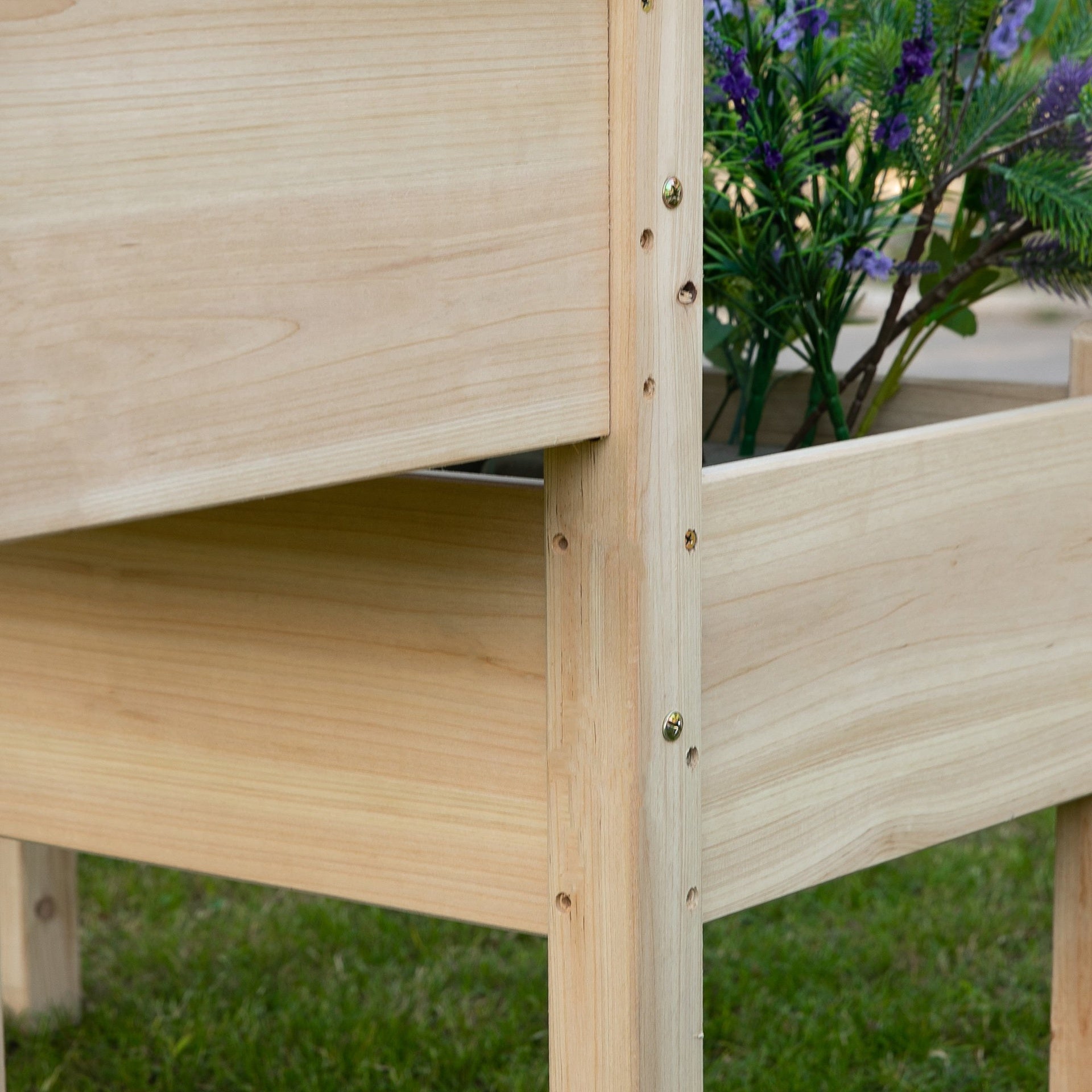 Outsunny Raised Garden Bed, 2-Tier Wood Planter Stand Plant Grow Box, 34"x34"x28"