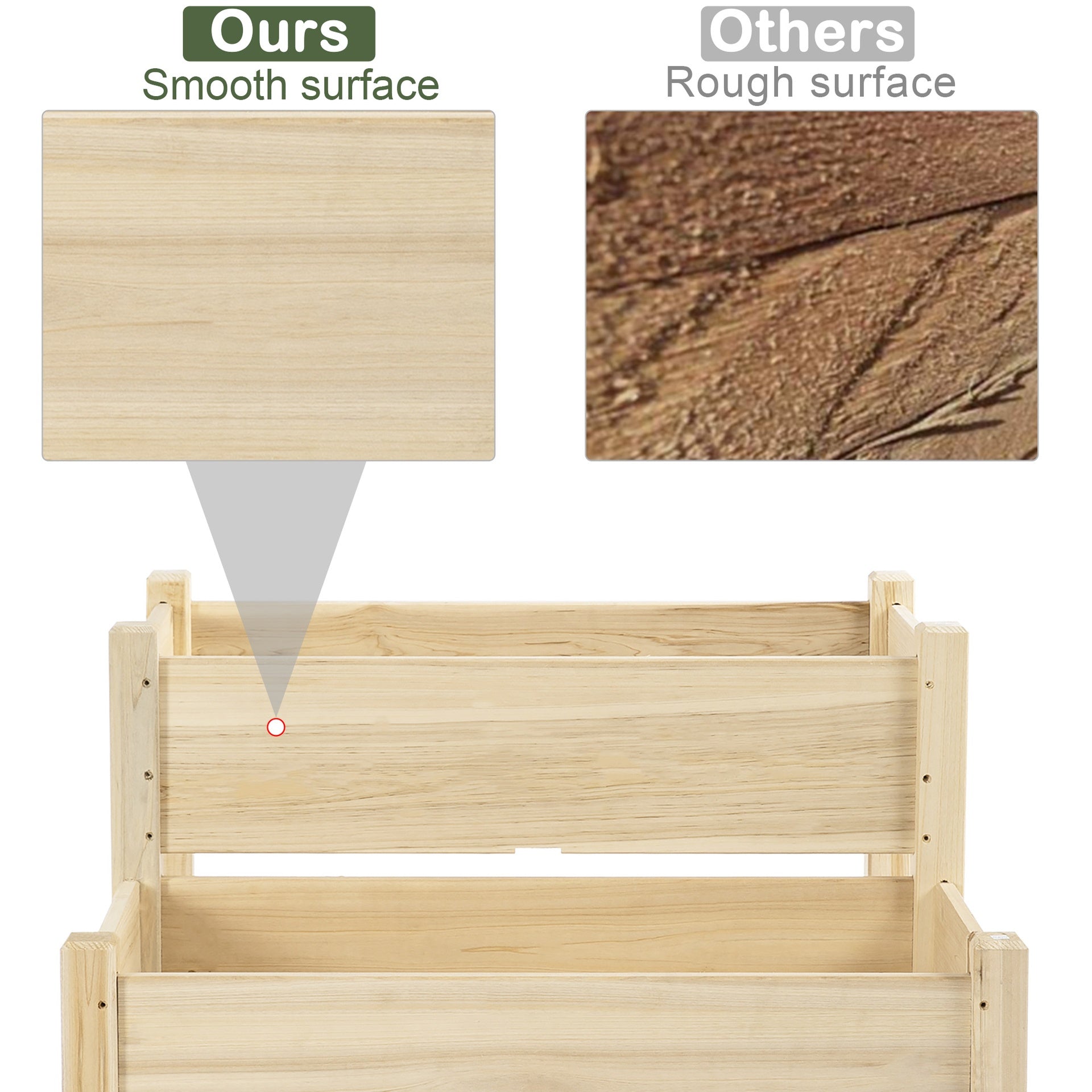 Outsunny Raised Garden Bed, 2-Tier Wood Planter Stand Plant Grow Box, 34"x34"x28"