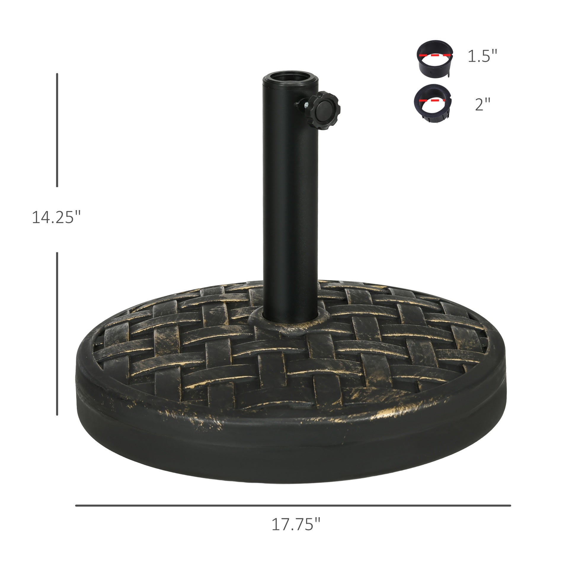 Outsunny Concrete Umbrella Base, 40 lbs. Heavy Duty Umbrella Stand with Metal Umbrella Holder for Outdoor, Lawn, Deck, Bronze