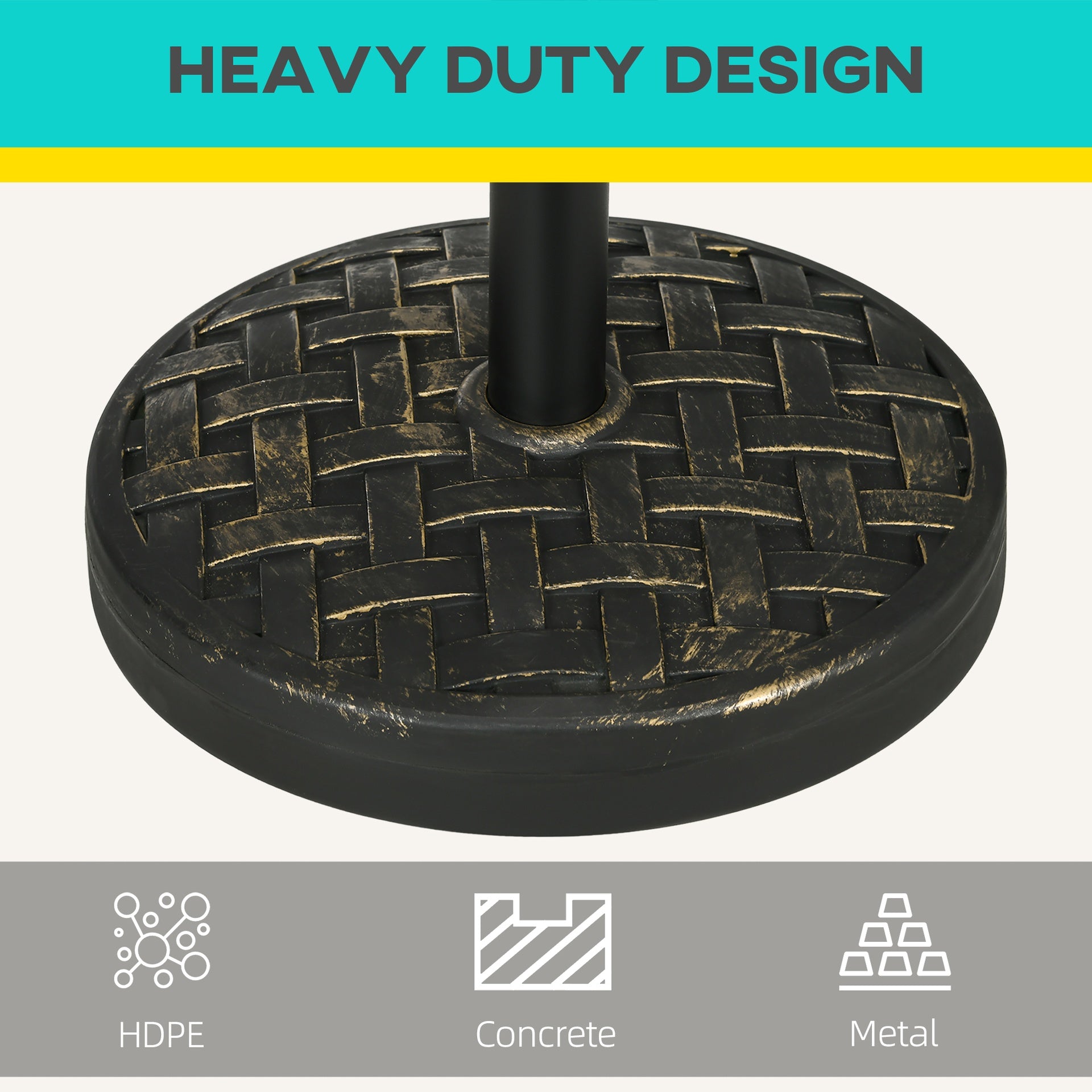 Outsunny Concrete Umbrella Base, 40 lbs. Heavy Duty Umbrella Stand with Metal Umbrella Holder for Outdoor, Lawn, Deck, Bronze