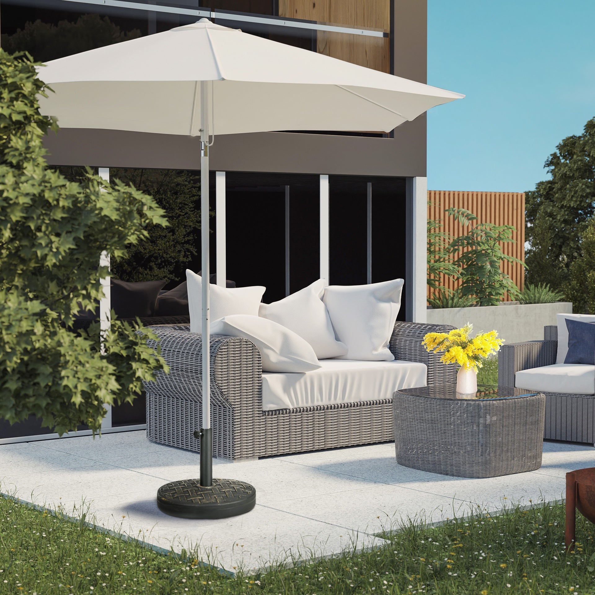 Outsunny Concrete Umbrella Base, 40 lbs. Heavy Duty Umbrella Stand with Metal Umbrella Holder for Outdoor, Lawn, Deck, Bronze