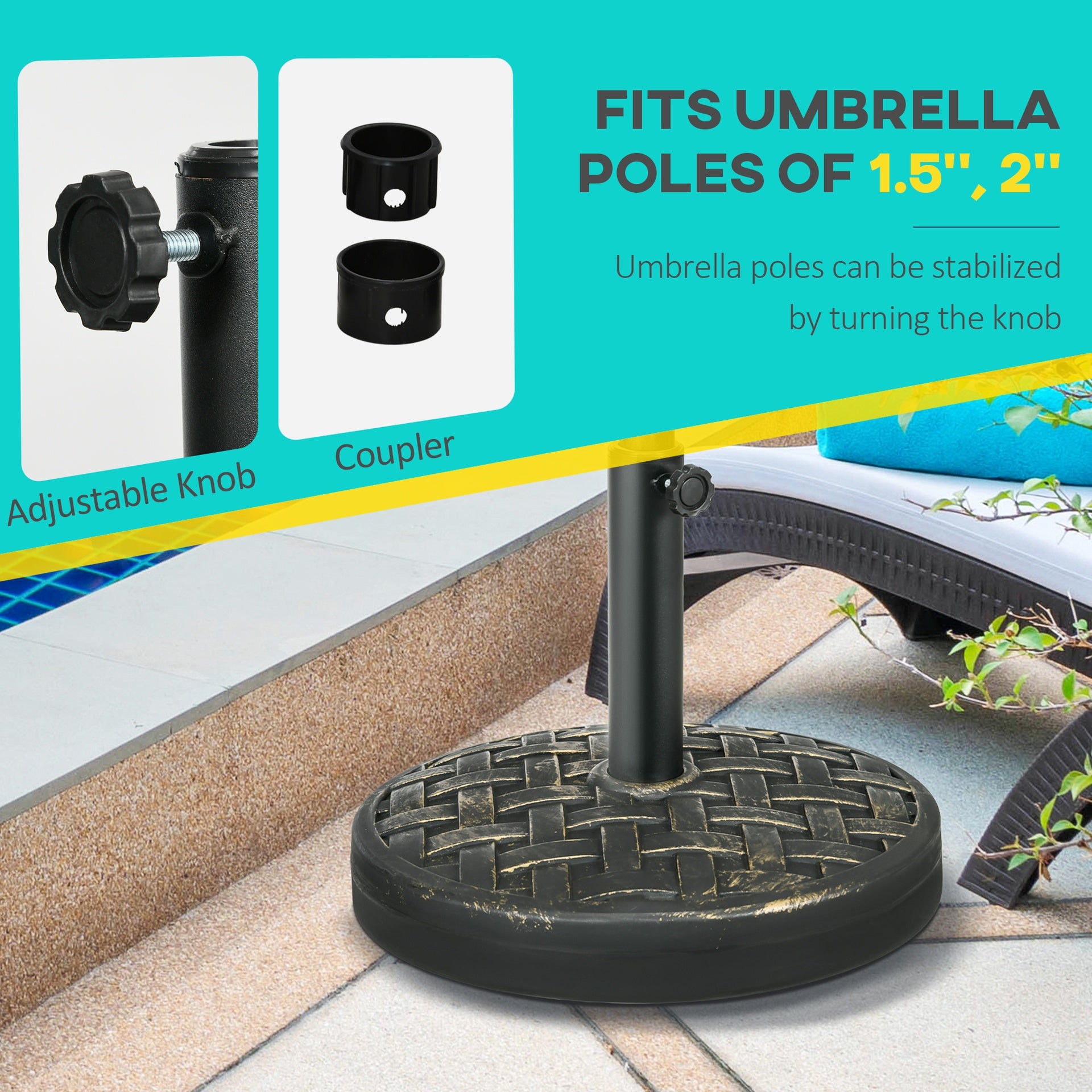 Outsunny Concrete Umbrella Base, 40 lbs. Heavy Duty Umbrella Stand with Metal Umbrella Holder for Outdoor, Lawn, Deck, Bronze