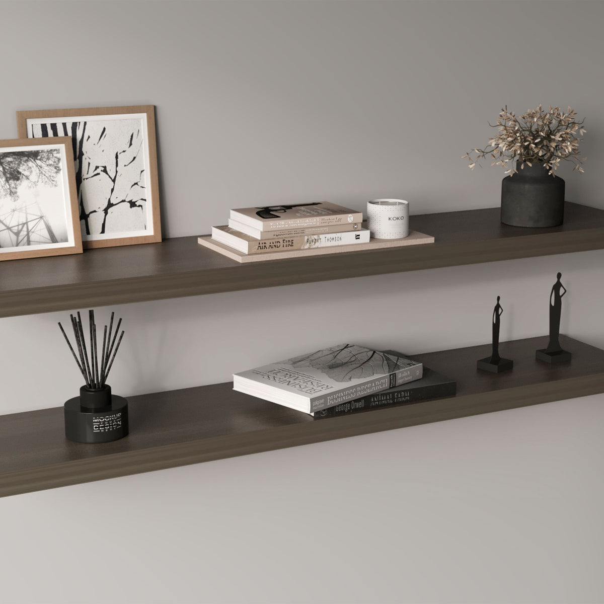 Ecco 47" Wide Floating Shelves Set Of 2, Shelves For Wall Decor For Bedroom, Bathroom Storage Shelves, Book Shelves For Living Room, Olive