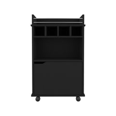 Phoenix Bar Cart with 2 Open Shelves  4 Cubbies and Cabinet