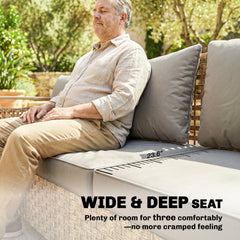 Outsunny Rattan Wicker Sofa 3-Seater Outdoor Patio Sofa with Cushions for Garden Backyard Porch Gray