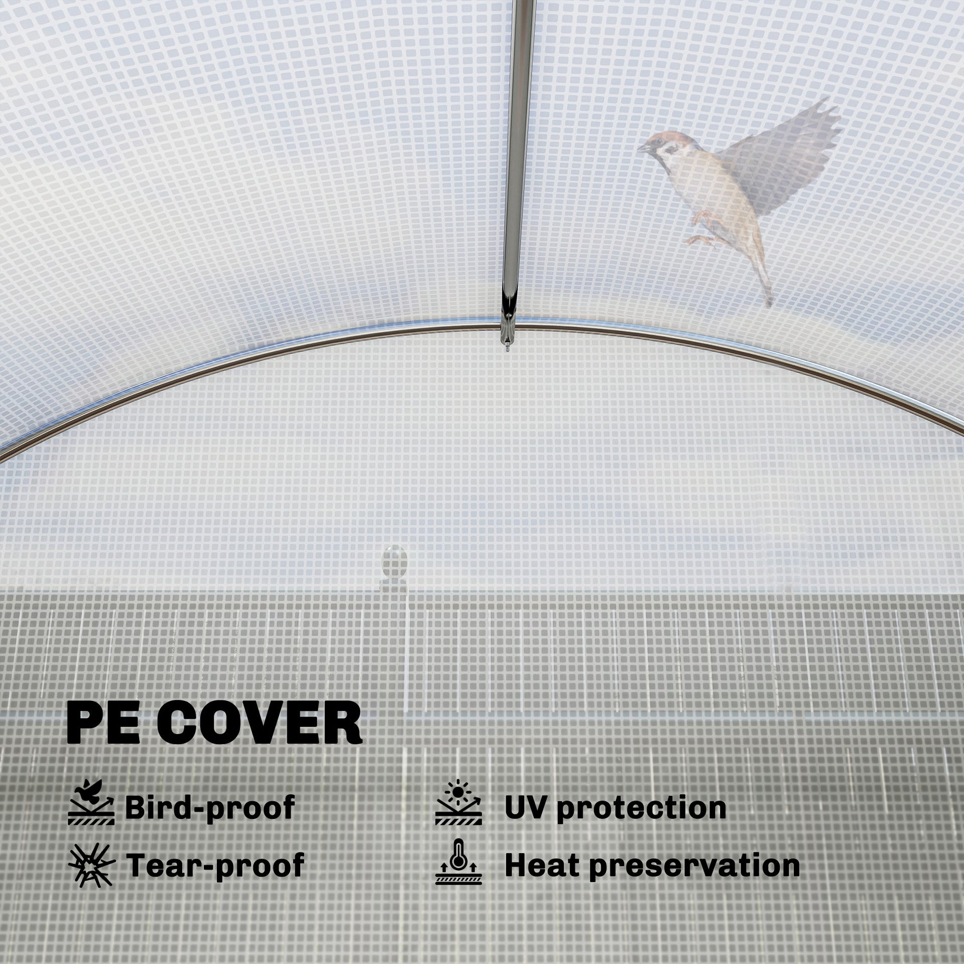 Outsunny 10'x11'x6' Walk-in Tunnel Greenhouse with Shelves, Mesh Door and Windows, Hoop House Greenhouse with PE Cover, White