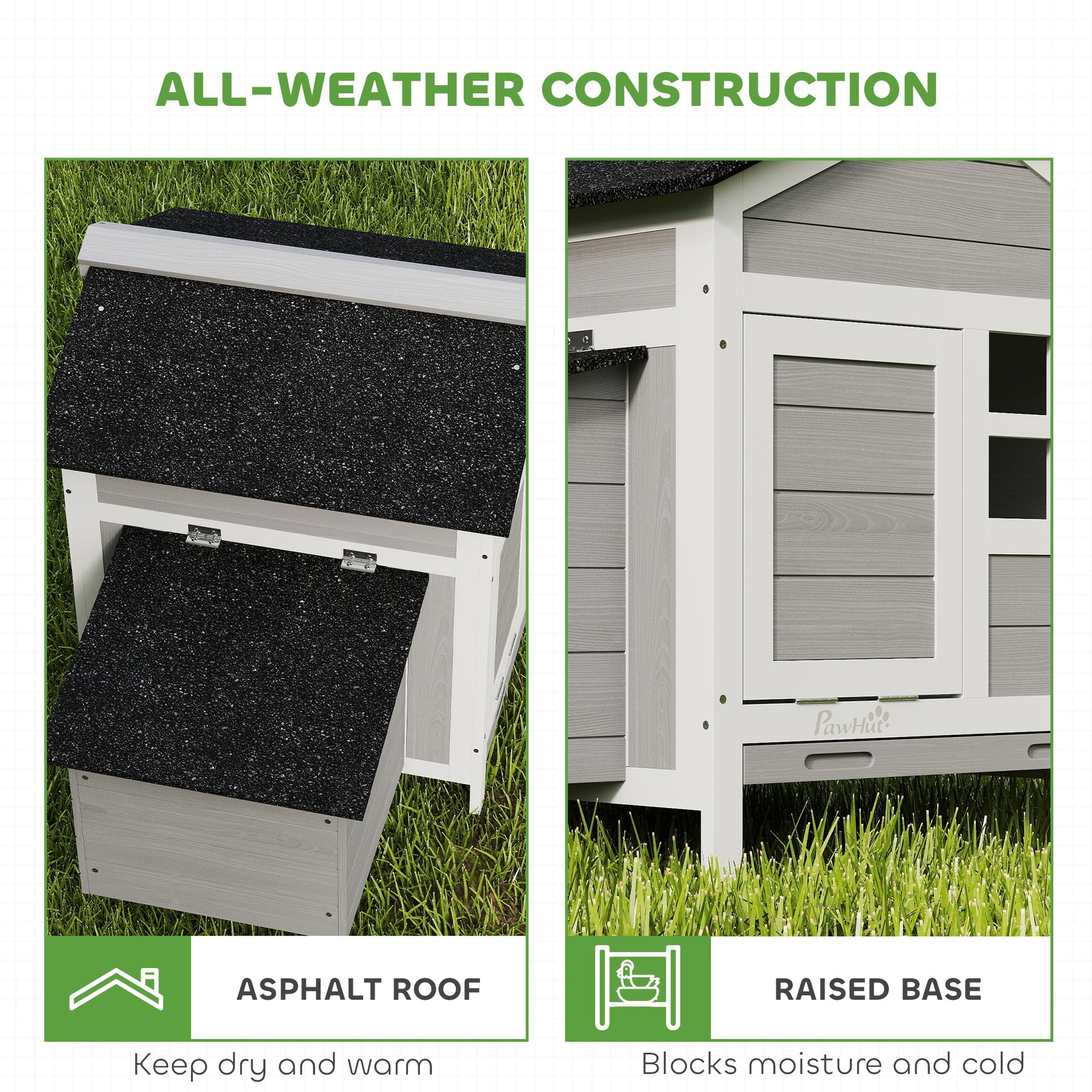 PawHut Wooden Chicken Coop Outdoor with Nesting Box, Pull-Out Metal Tray, for 1-2 Chickens, Rabbits, Ducks, 36" x 25" x 27"