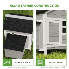 PawHut Wooden Chicken Coop Outdoor with Nesting Box, Pull-Out Metal Tray, for 1-2 Chickens, Rabbits, Ducks, 36" x 25" x 27"
