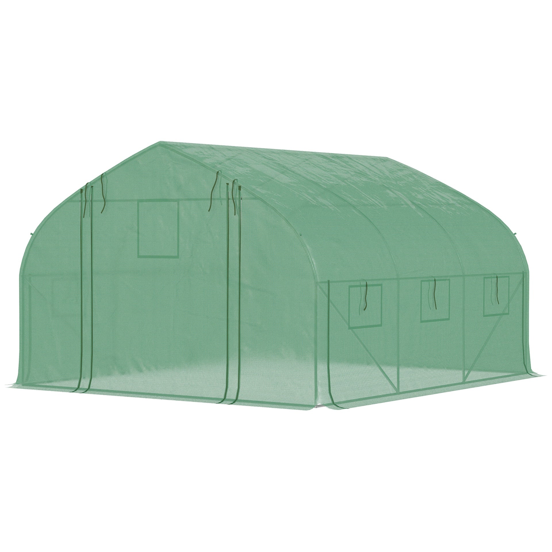 Outsunny 11.5' x 10' x 6.5' Walk-in Tunnel Greenhouse, Green House with Zippered Mesh Door, 7 Mesh Windows & Roll-up Sidewalls, Upgraded Gardening Plant Hot House with Galvanized Steel Hoops, Green