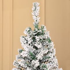 HOMCOM 6ft Pre-Lit Snow-Flocked Slim Douglas Fir Artificial Christmas Tree with Realistic Branches, 250 LED Lights and 462 Tips