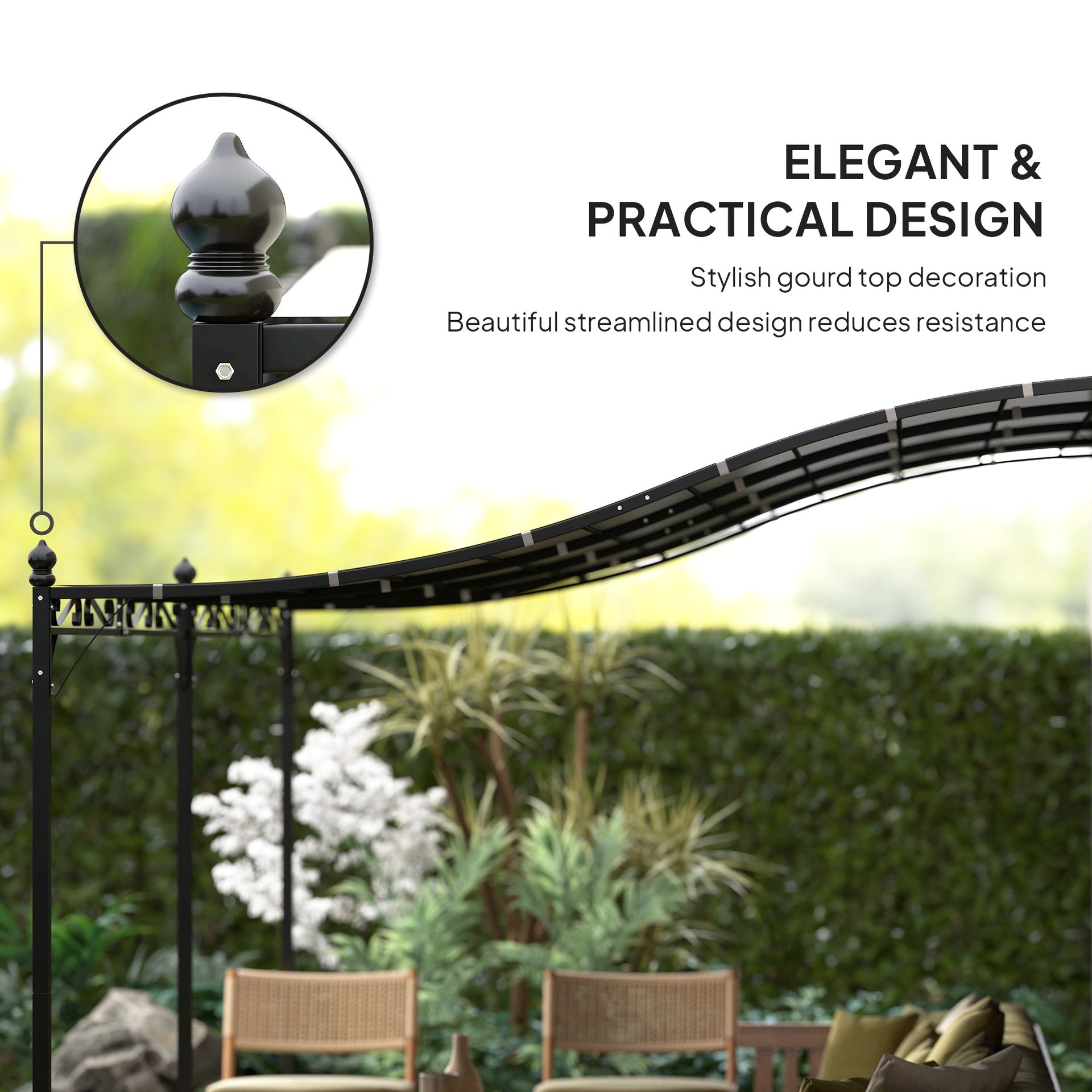 Outsunny 10' x 20' Wall-Mounted Outdoor Pergola Canopy, Metal Patio Canopy with Drainage Holes for Backyard, Garden, Dark Gray