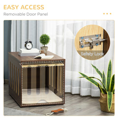 PawHut Furniture Style Dog Crate End Table with Removable Door Panel, Dog Crate Bed with Foam Cushion, Safety Lock, Indoor Use, for Small & Medium Dogs, Brown