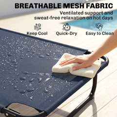 Outsunny Folding Lounge Chair w/ Reclining Back, Navy Blue