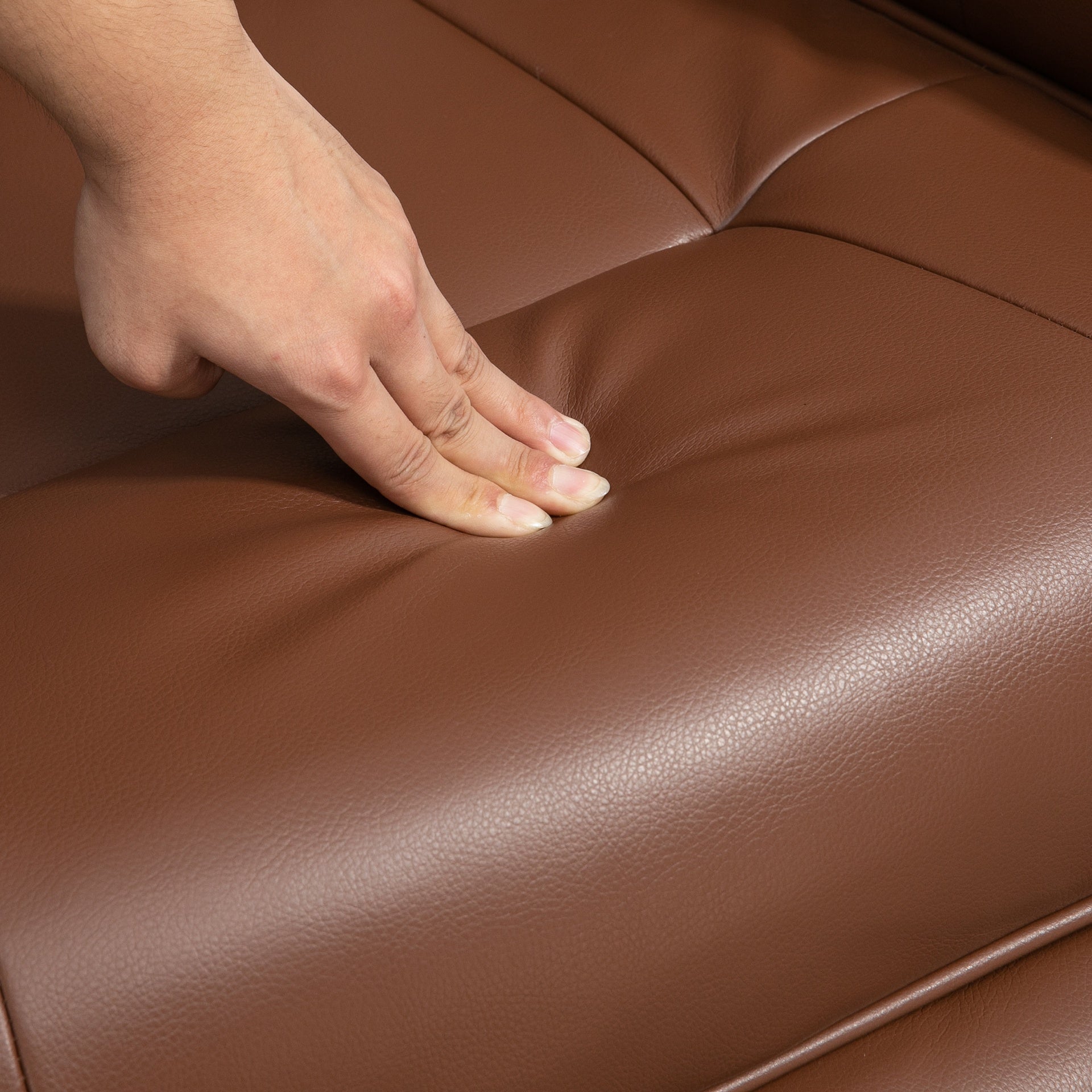 HOMCOM Swivel Recliner Chair, PU Leather Reclining Armchair with Retractable Footrest, Lounge Chair with Wood Base and Adjustable High Back for Small Spaces, Living Room, RV, Bedroom, Brown
