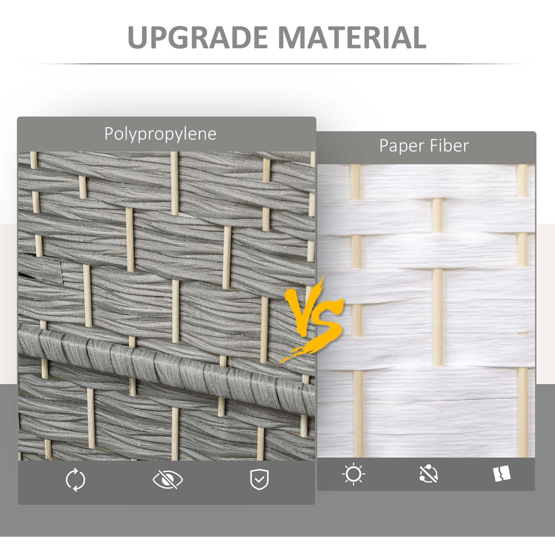 HOMCOM Folding Room Divider Screen 3 Panel 6' Tall Privacy Screen Freestanding Wood Partition for Home Office, Mixed Gray
