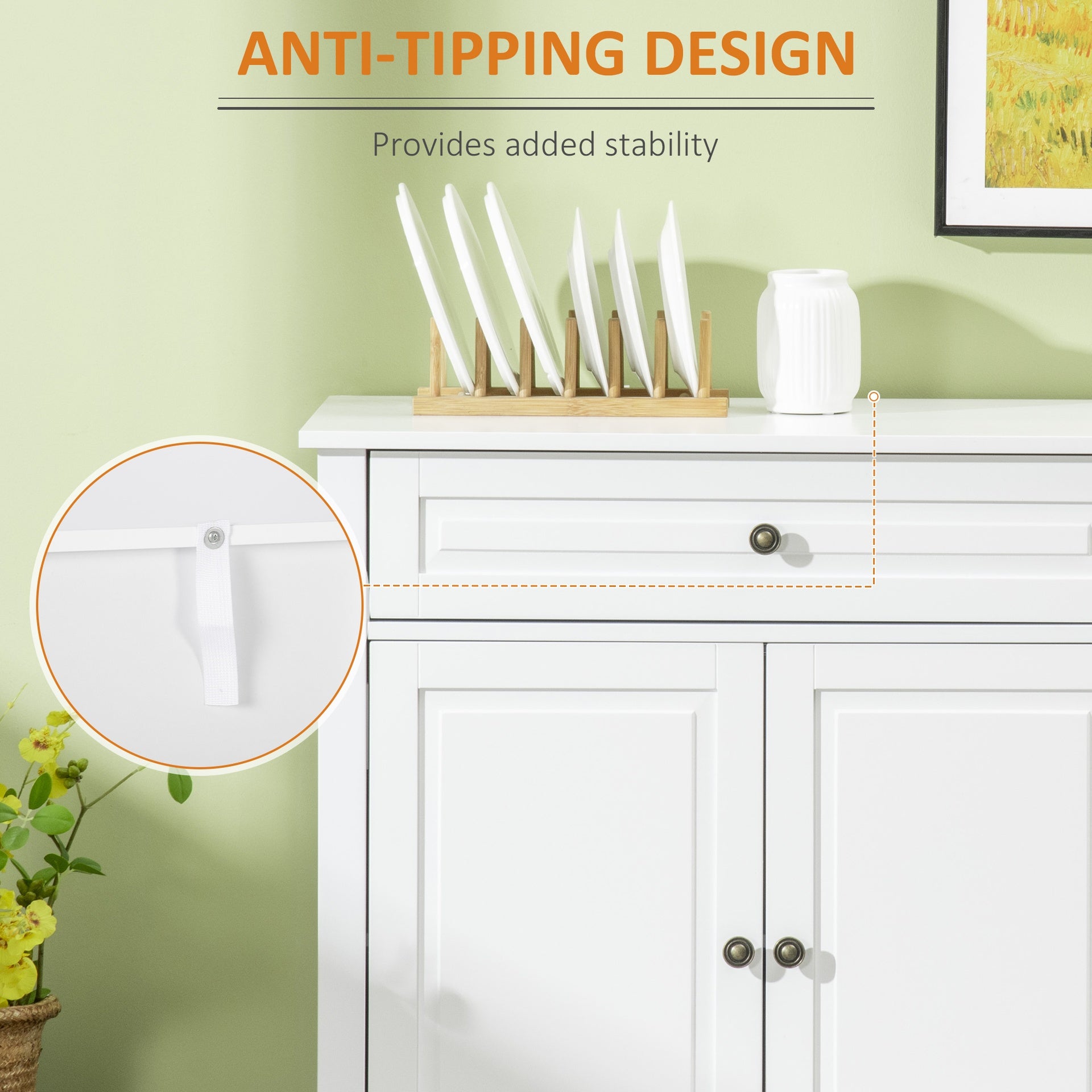 HOMCOM Sideboard Buffet Cabinet, Modern Accent Cabinet with 2 Drawers and Adjustable Shelves, Entryway Cabinet, White