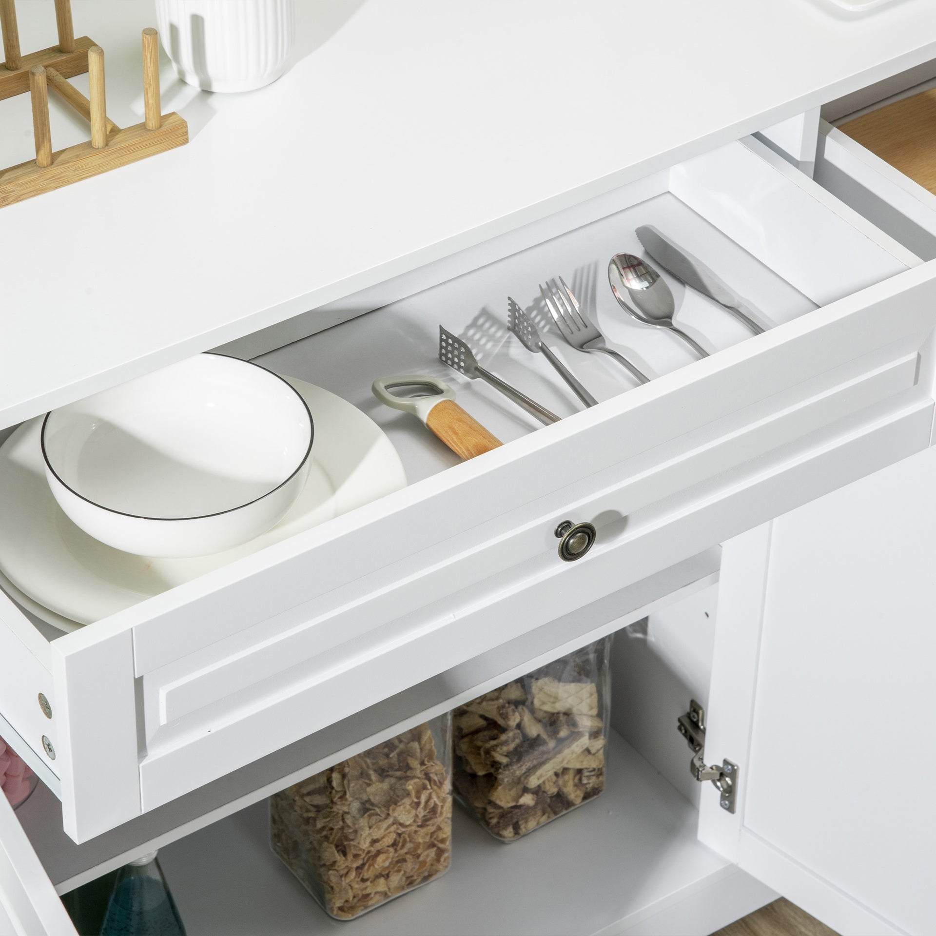 HOMCOM Sideboard Buffet Cabinet, Modern Accent Cabinet with 2 Drawers and Adjustable Shelves, Entryway Cabinet, White