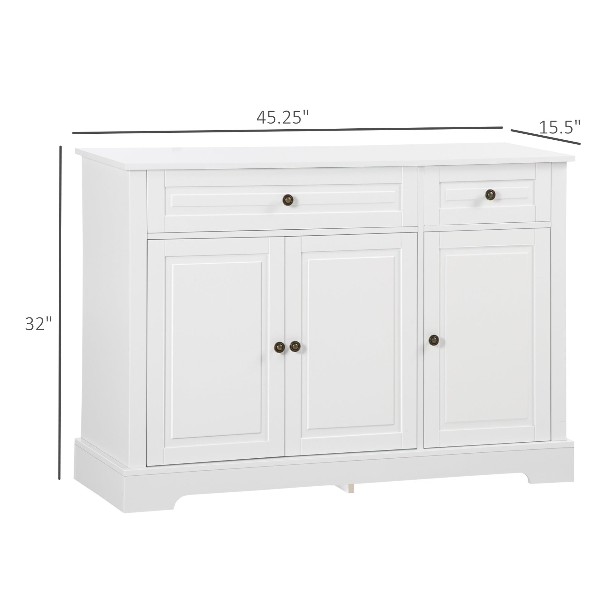 HOMCOM Sideboard Buffet Cabinet, Modern Accent Cabinet with 2 Drawers and Adjustable Shelves, Entryway Cabinet, White