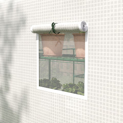 Outsunny 8' x 6' x 7' Portable Walk in Greenhouse with Mesh, Door, Windows, 18 Shelf, Trellis, Plant Labels, White