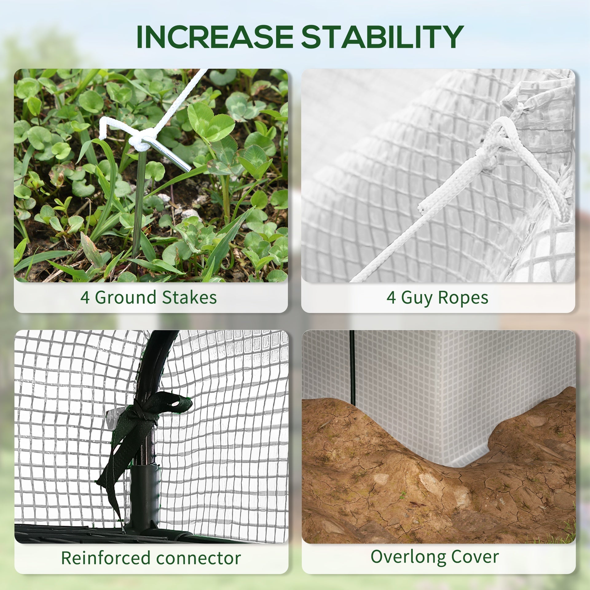 Outsunny 8' x 6' x 7' Portable Walk in Greenhouse with Mesh, Door, Windows, 18 Shelf, Trellis, Plant Labels, White