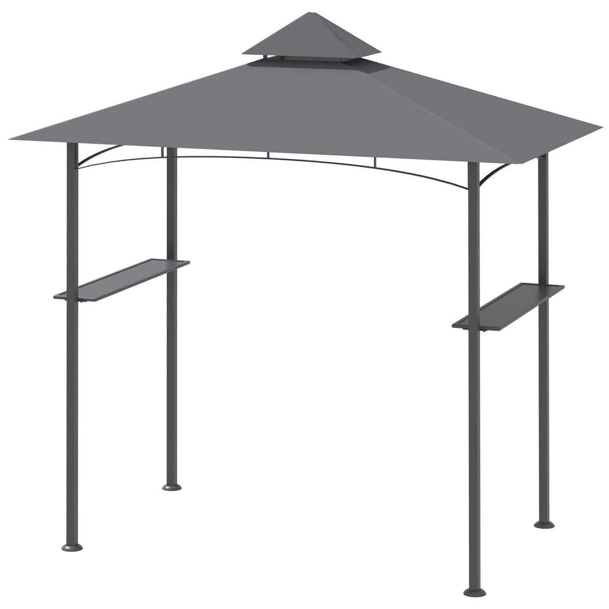 Outsunny 8' x 5' Grill Gazebo with Double Roof, Outdoor BBQ Canopy Gazebo with 2 Side Shelves for Patio Yard Garden Gray