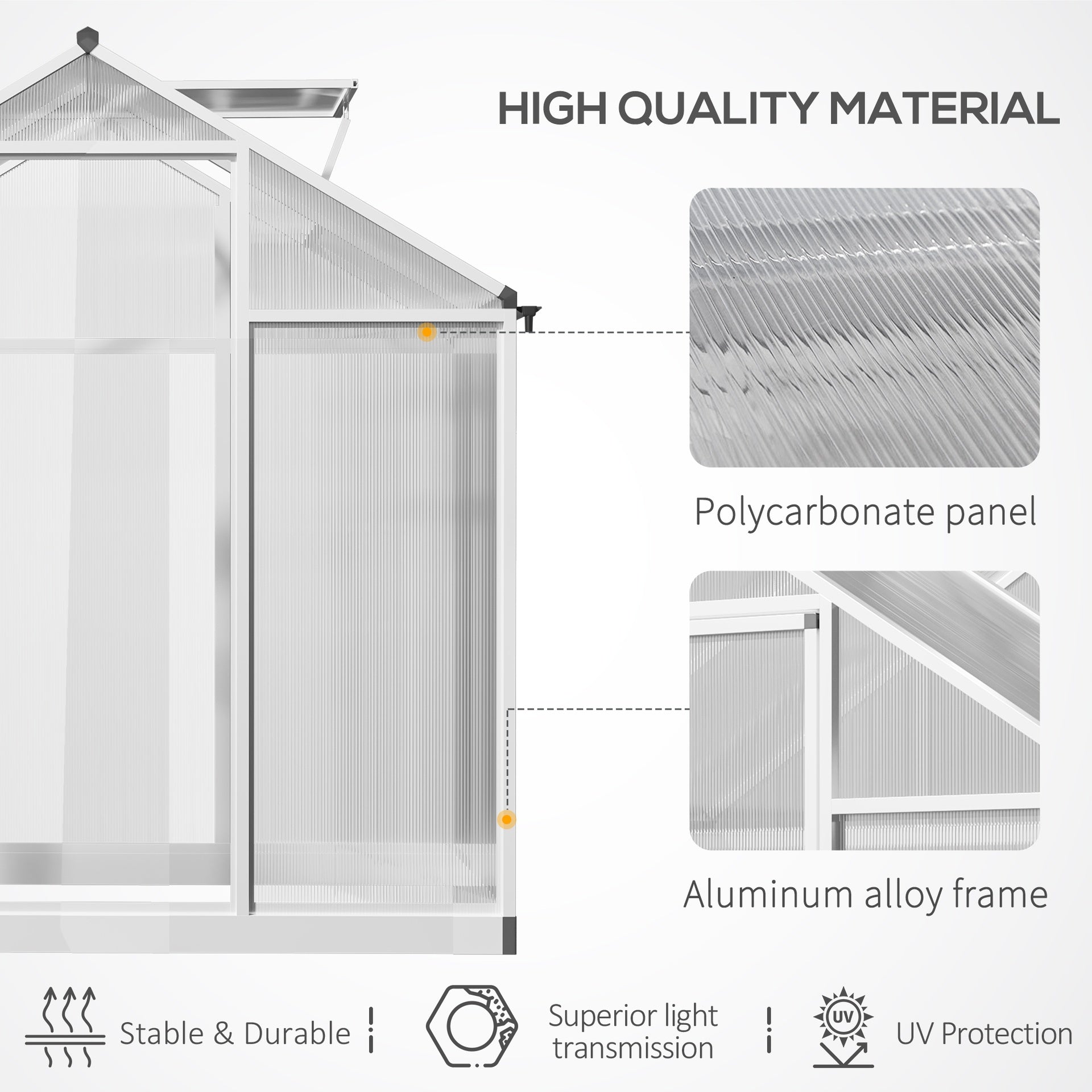Outsunny 4' L x 6' W Walk-In Polycarbonate Greenhouse with Roof Vent,Greenhouse for Winter