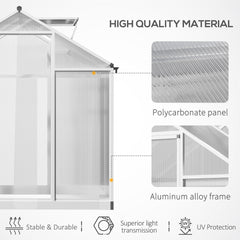 Outsunny 4' L x 6' W Walk-In Polycarbonate Greenhouse with Roof Vent,Greenhouse for Winter