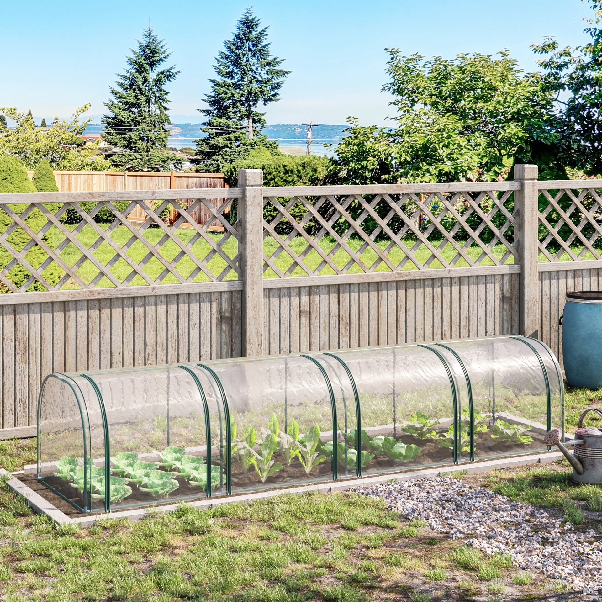 Outsunny 13' L x 3' W x 2.5' H Portable Tunneled Greenhouse with 4 Zippered Doors, Water/UV Fighting PVC Cover