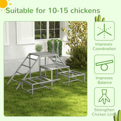 PawHut Chicken Roost Toys for Chickens Hens, Coop Accessories with Wood Stand, Ladder Platforms, for 10-15 Chickens