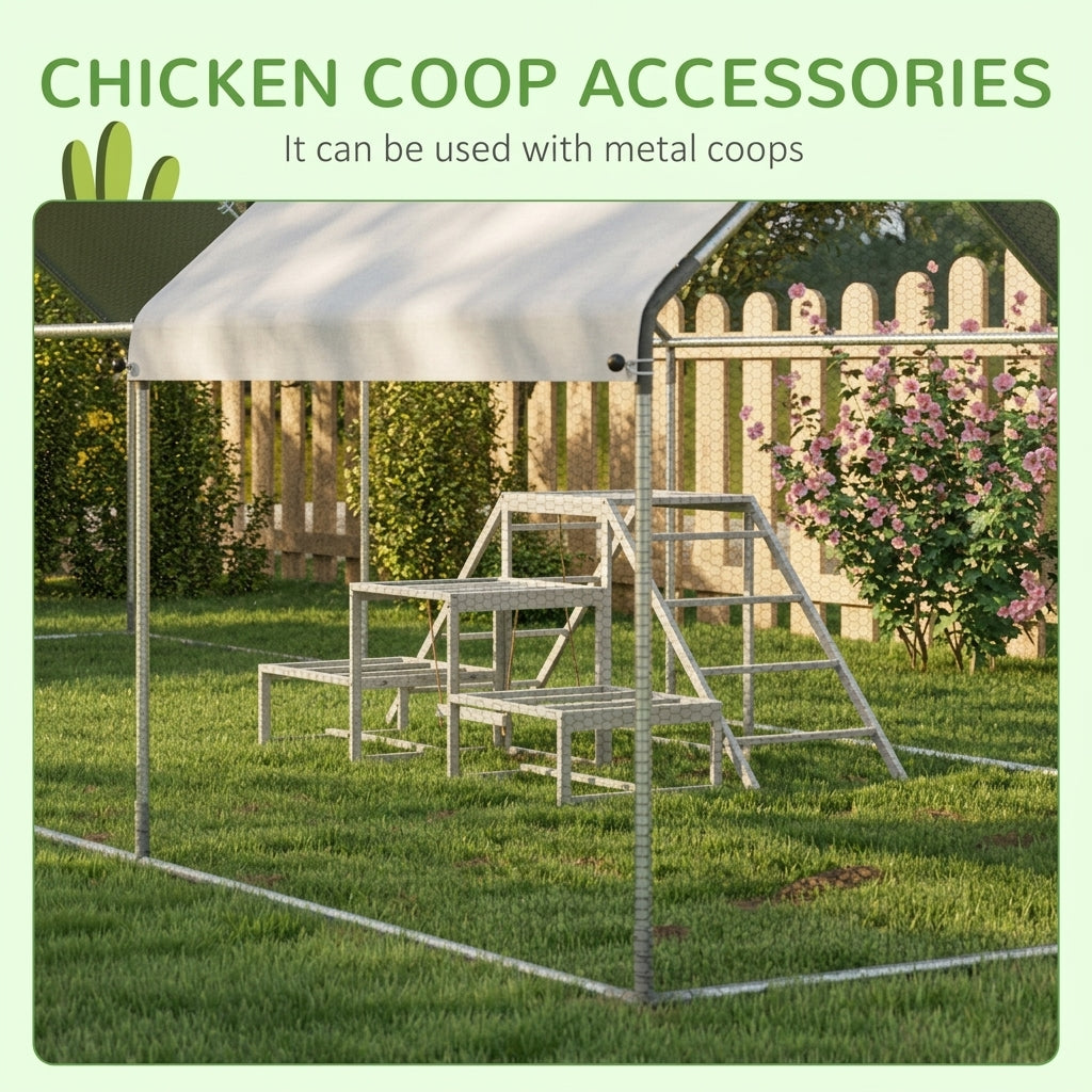 PawHut Chicken Roost Toys for Chickens Hens, Coop Accessories with Wood Stand, Ladder Platforms, for 10-15 Chickens