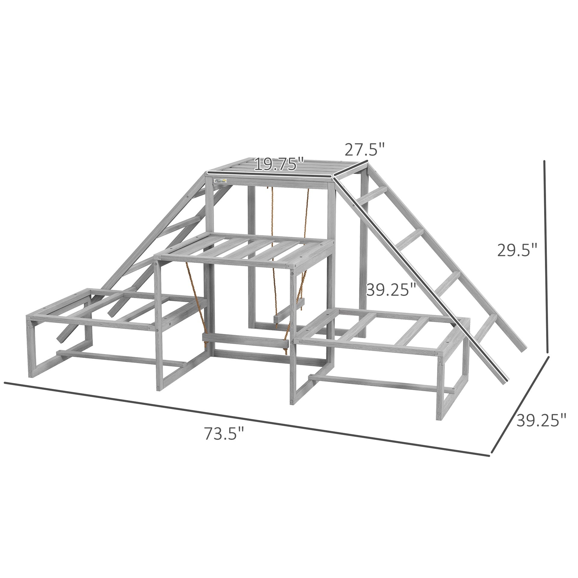 PawHut Chicken Roost Toys for Chickens Hens, Coop Accessories with Wood Stand, Ladder Platforms, for 10-15 Chickens