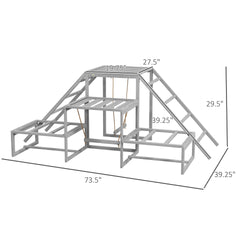 PawHut Chicken Roost Toys for Chickens Hens, Coop Accessories with Wood Stand, Ladder Platforms, for 10-15 Chickens
